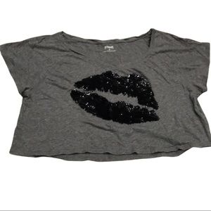 ☀️Express Sequin Lips Crop Top Dreamweight Cotton Size ☀️